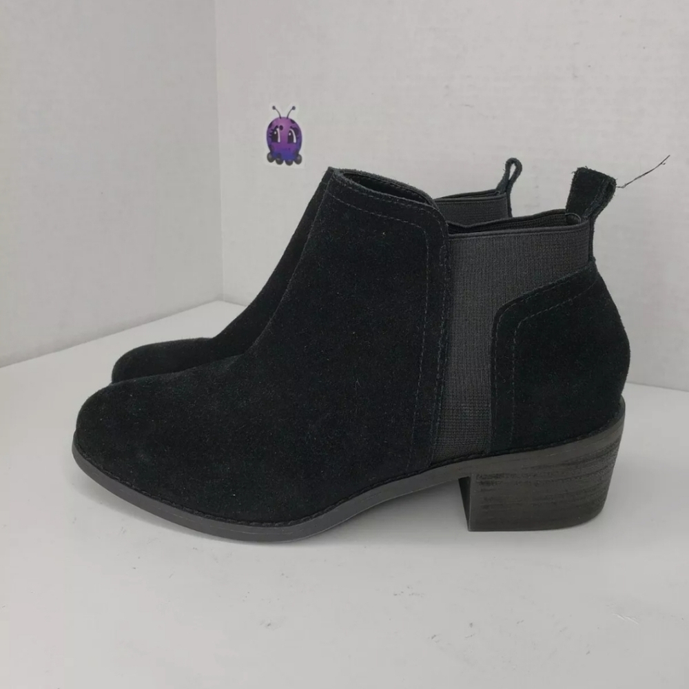Me Too Womens Black Suede Pull On Comfort Booties Sz 7.5M